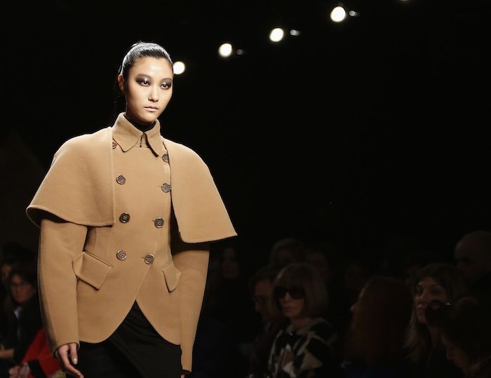 A model presents creation from Donna Karan Autumn/Winter 2013 collection during New York Fashion Week in New York