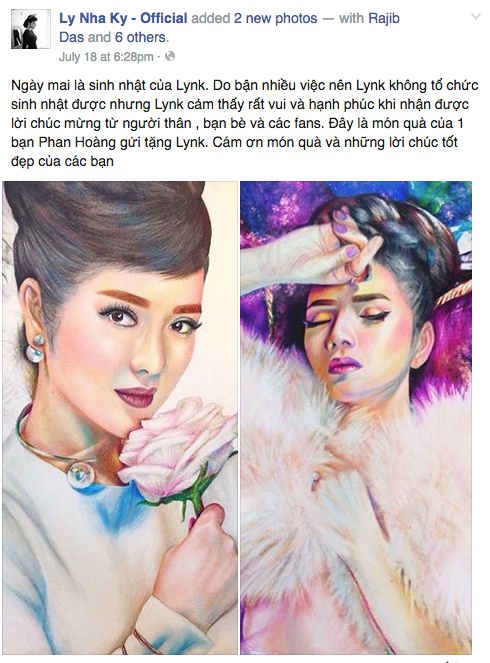 Lý Nhã Kỳ cũng chia sẻ niềm hạnh phúc khi nhận được món quà sinh nhật của fan hâm mộ khéo tay