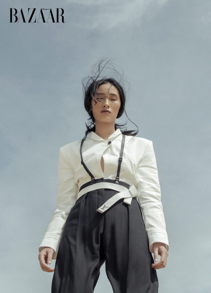 Trang Khiếu trong trang phục bộ sưu tập Louis Vuitton Cruise 2019