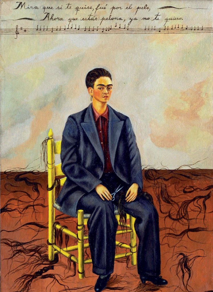Tác phẩm Self-Portrait with Cropped Hair (1940), ra đời sau khi Frida ly thân với Diego Rivera Frida Kahlo