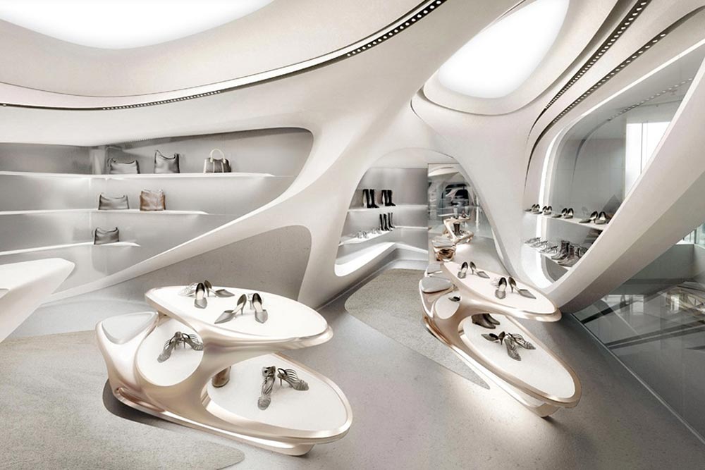 Cửa hàng flagship của Stuart Weitzman tại Hồng Kông do Zaha Hadid thiết kế
