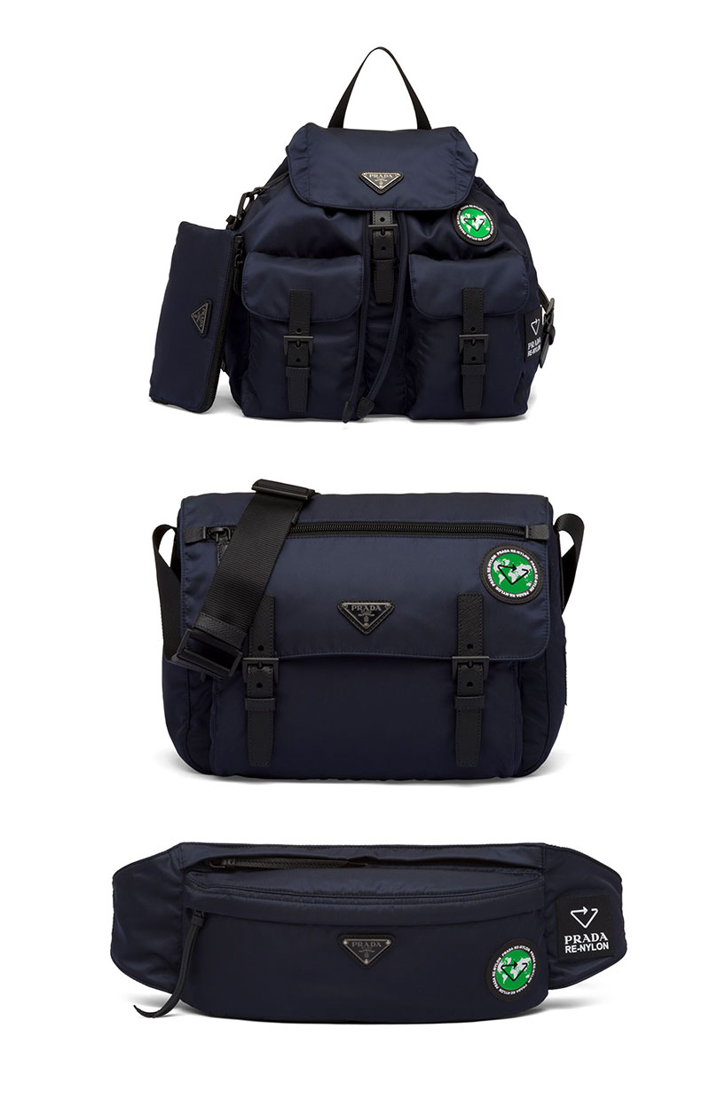 Các mẫu thiết kế túi xách Prada nữ gồm: Balo, túi đeo vai và túi bao tử (belt bag)