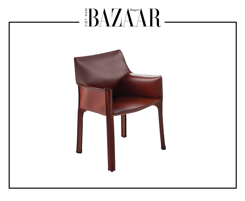 nội thất ghế Cab bọc da nâu đỏ, Cassina.