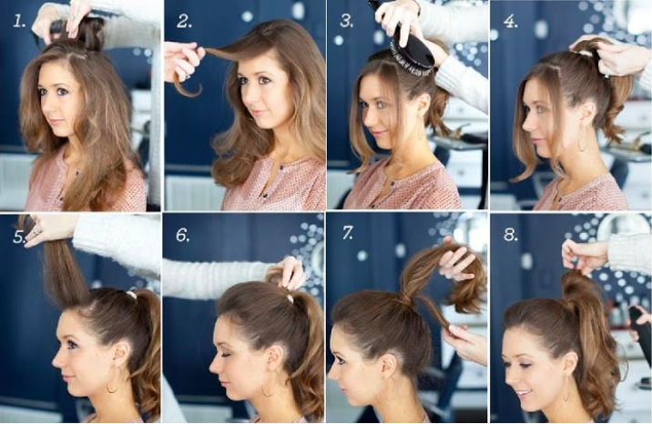 Tóc đuôi ngựa với mái trước phồng