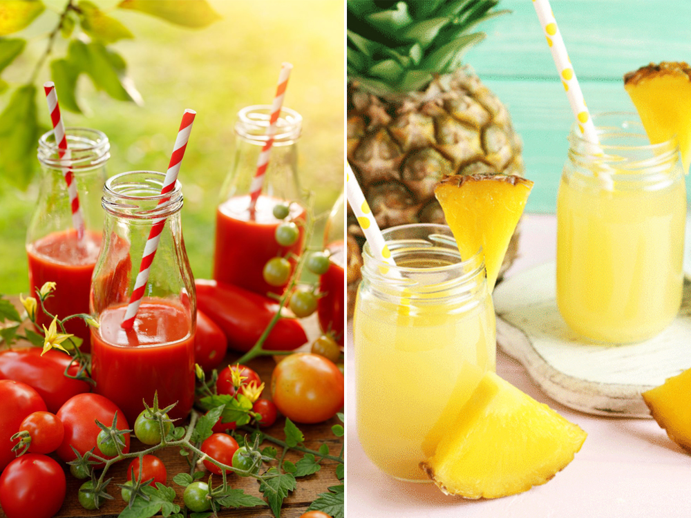 Cách làm nước ép cà chua, dứa giảm cân