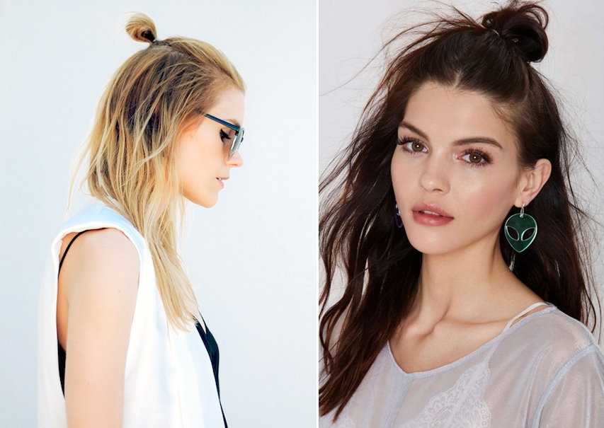 Tóc buộc nửa vời trên đỉnh đầu