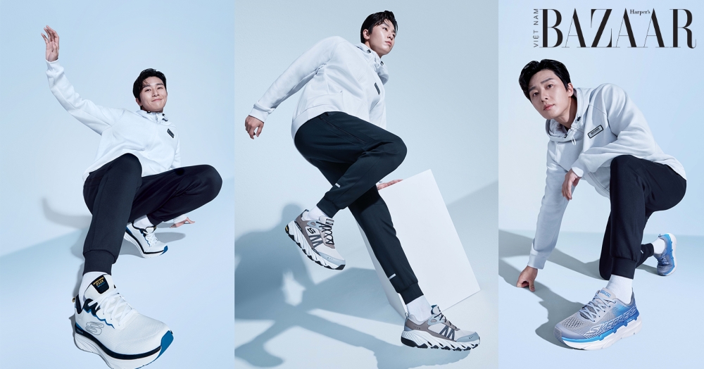 Cách mix đồ nam Hàn Quốc: sweater kết hợp quần tây/jeans và giày thể thao
