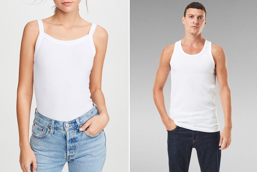 áo khoét nách trắng cổ điển - Basic white tank top