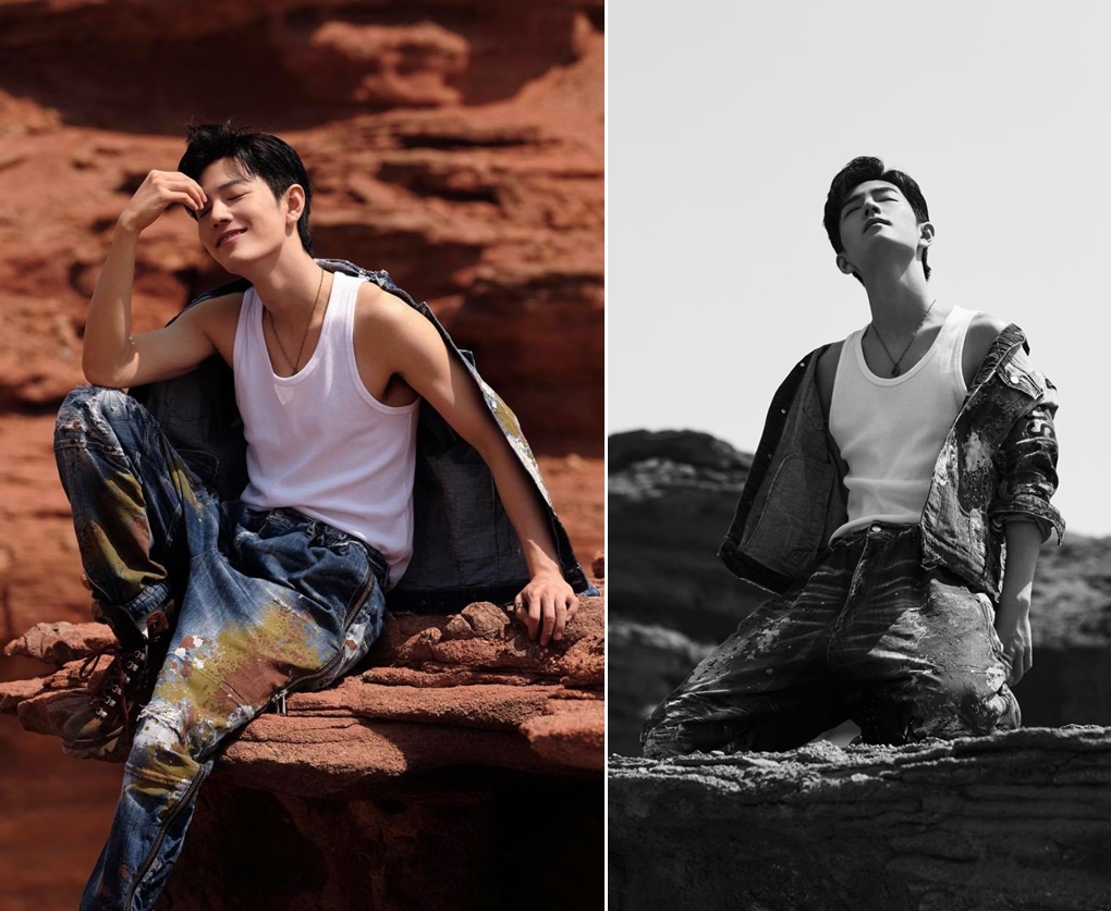 Tiêu Chiến phối tank top trắng