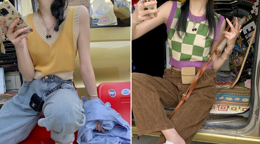 Phối áo ghi lê len Hàn Quốc với quần dày