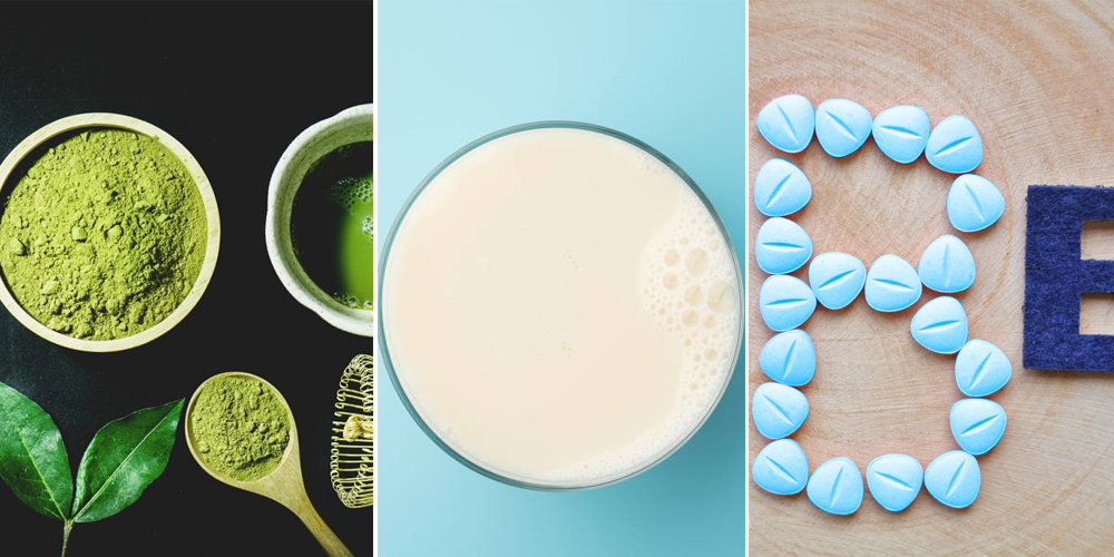 Mặt nạ vitamin B1, trà xanh và sữa tươi không đường