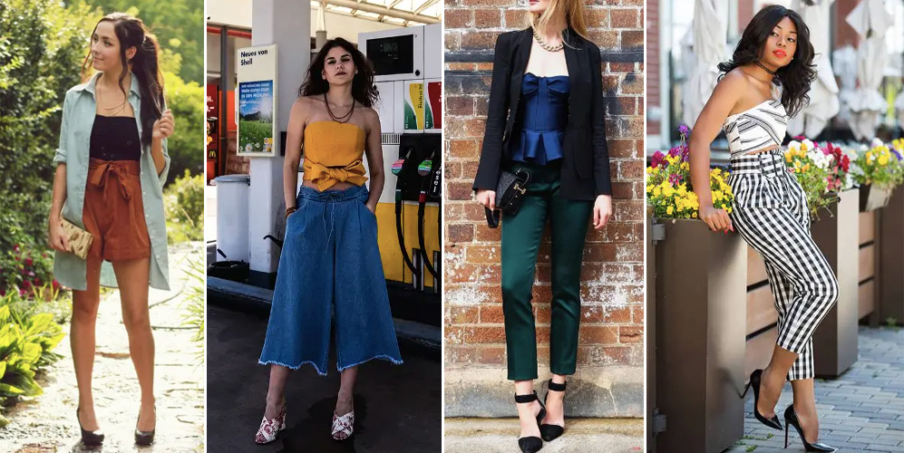phối áo ống với quần short, quần culottes và quần tây