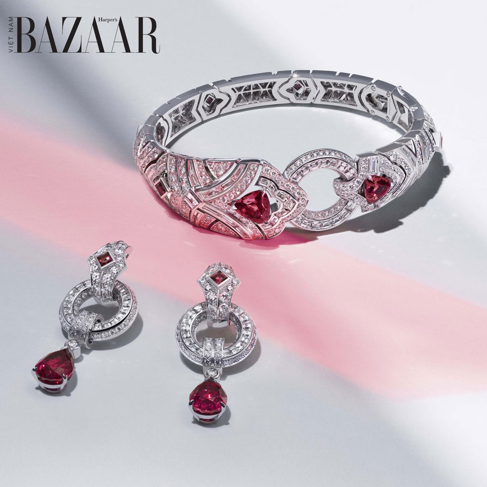 Set kim cương La Cavaliere và spinel đỏ từ bộ sưu tập trang sức cao cấp Riders of the Knights, Louis Vuitton