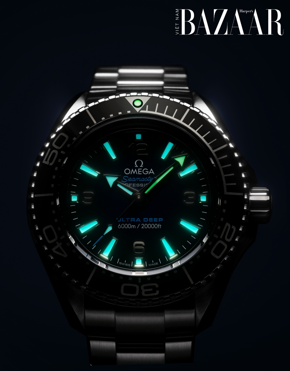 Omega Ultra Deep có mặt số dạ quang