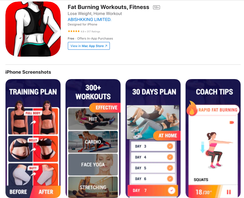 Phần mềm giảm cân Fat Burning Workouts