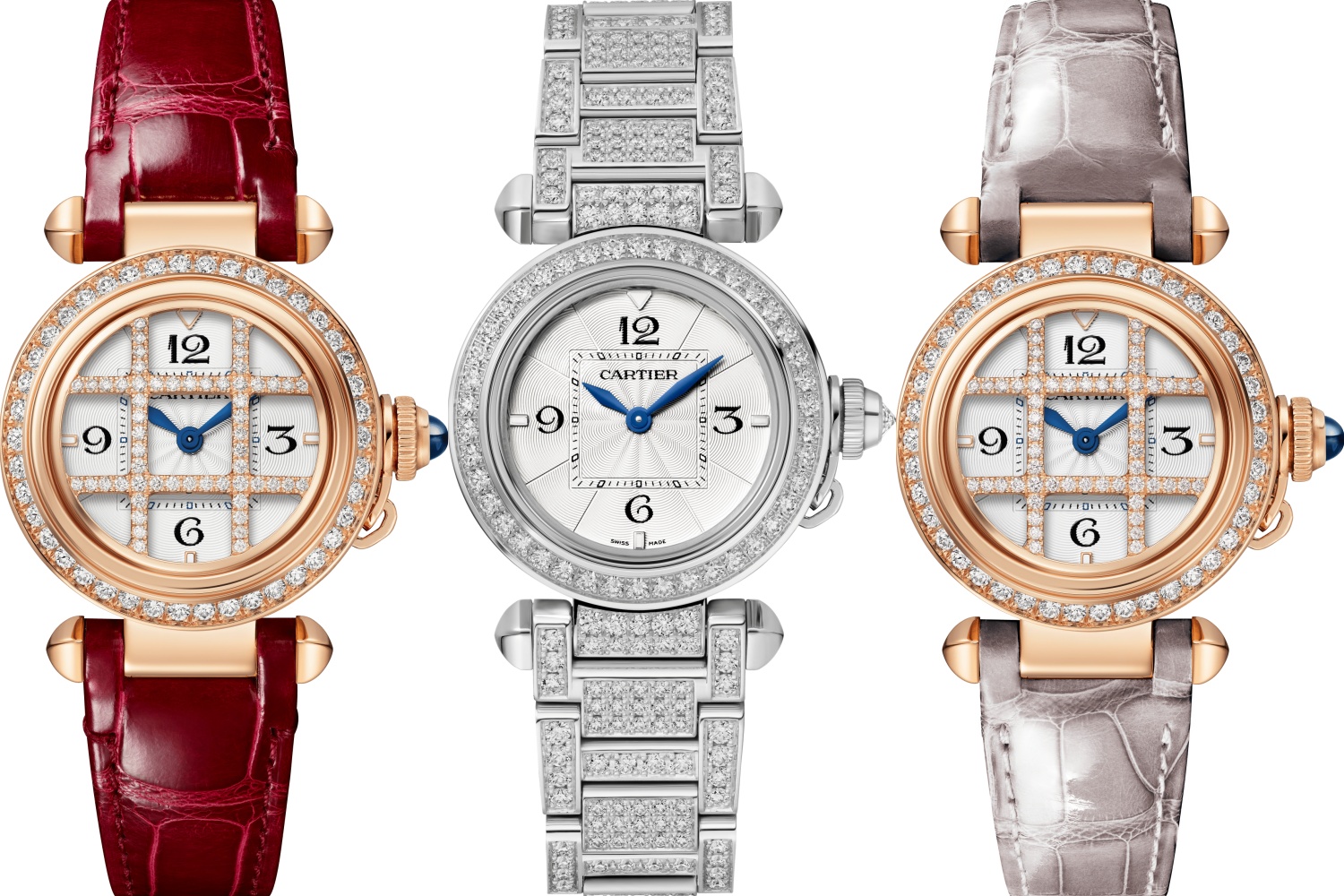 Các thiết kế đồng hồ Pasha de Cartier 2022 nữ, đính kim cương, bộ máy quartz