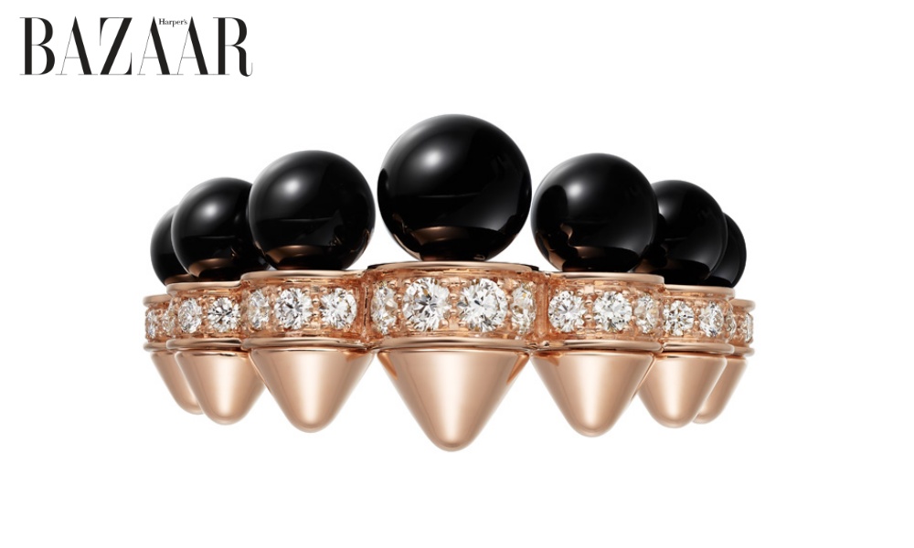 Hoa tai Clash de Cartier, phiên bản XL, từ kim cương, vàng hồng và onyx.