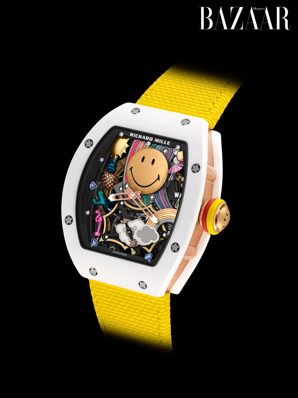 Mặt trước của Biểu tượng nụ cười xuất hiện trên M 88 Automatic Tourbillon Smiley