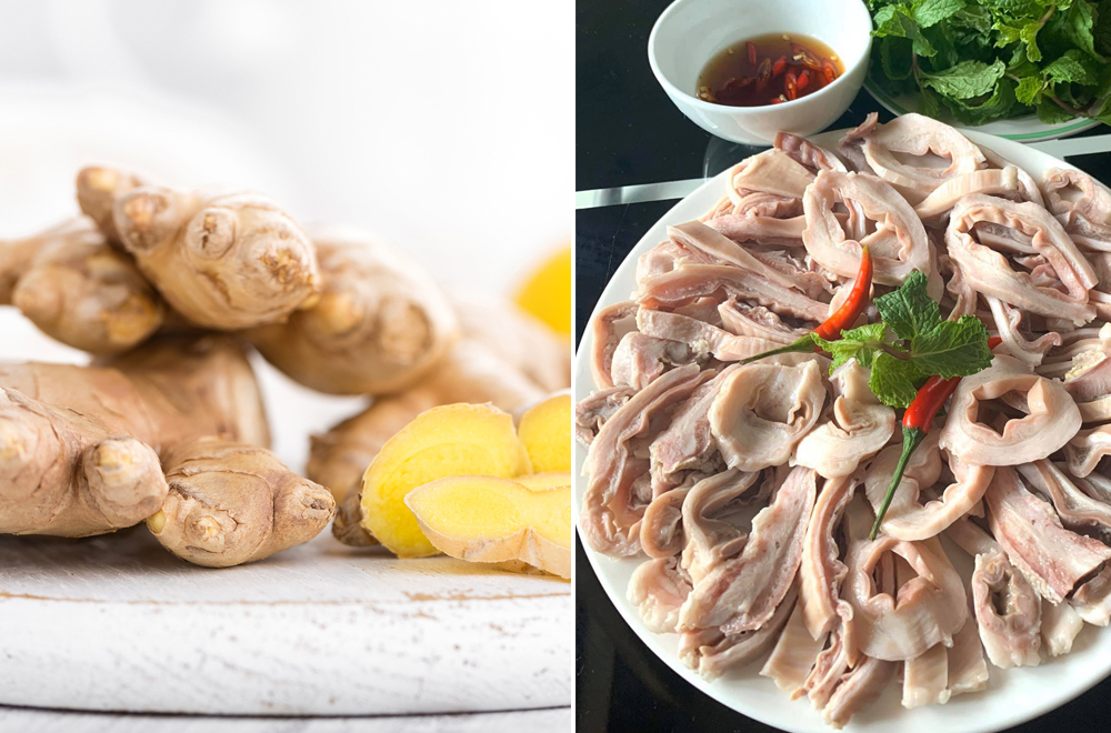 Dạ dày heo và gừng tốt cho người dạ dày