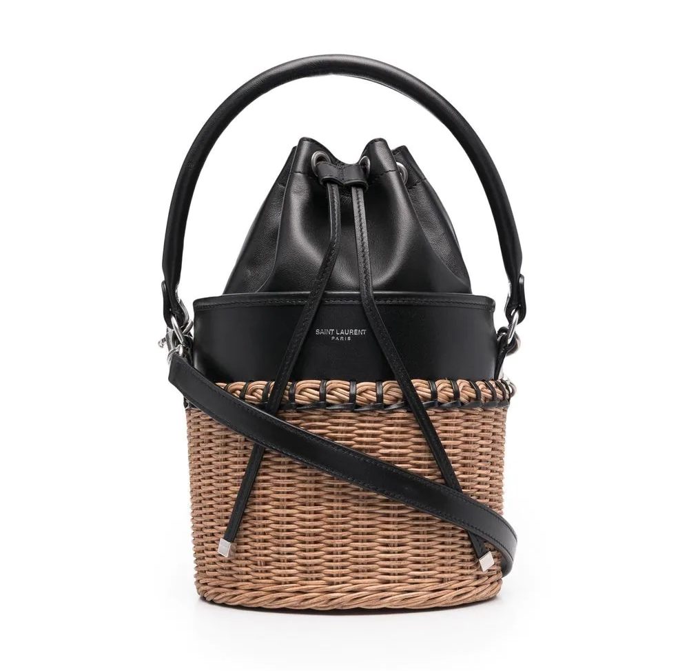 Saint Laurent small raffia bucket