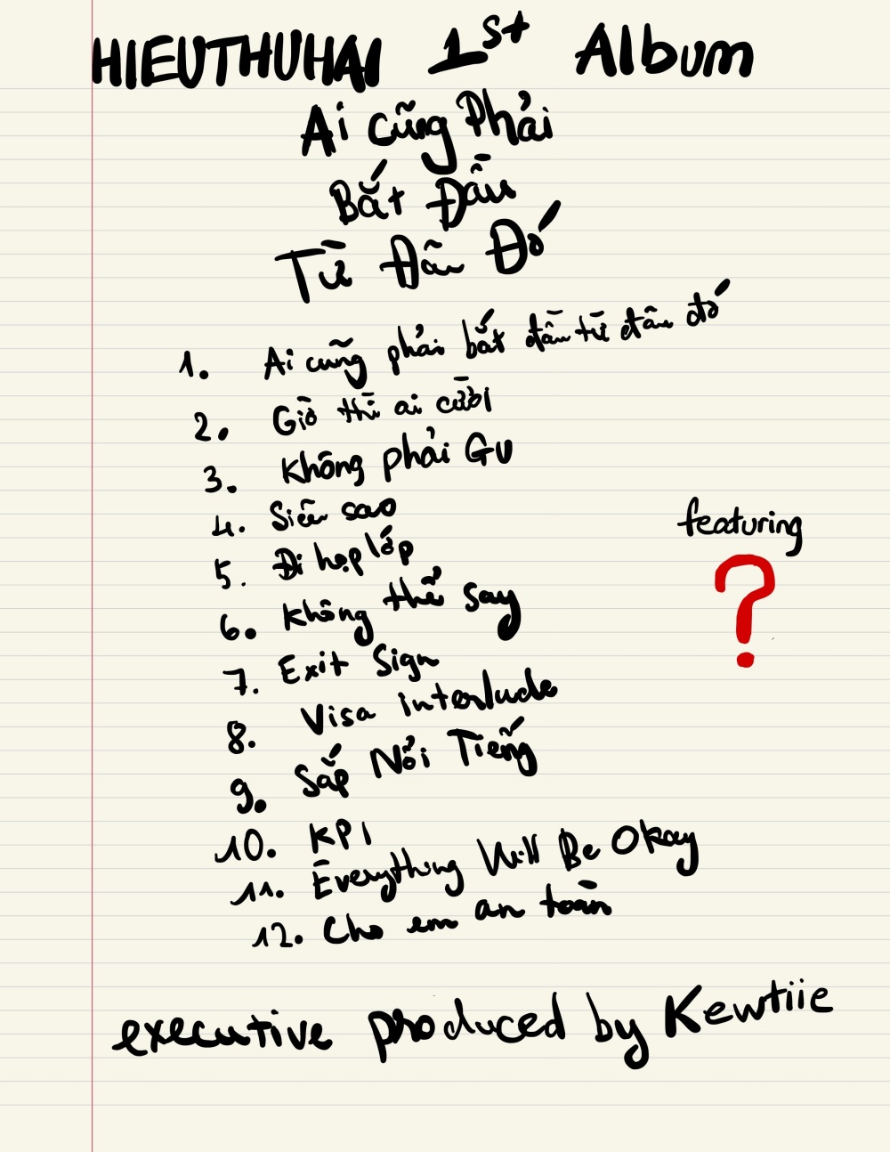 HIEUTHUHAI "thả xích" các tracklist cho album mới. 
