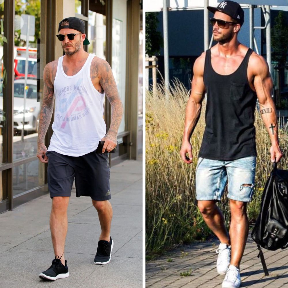 Phối áo tank top cùng quần short kaki sành điệu