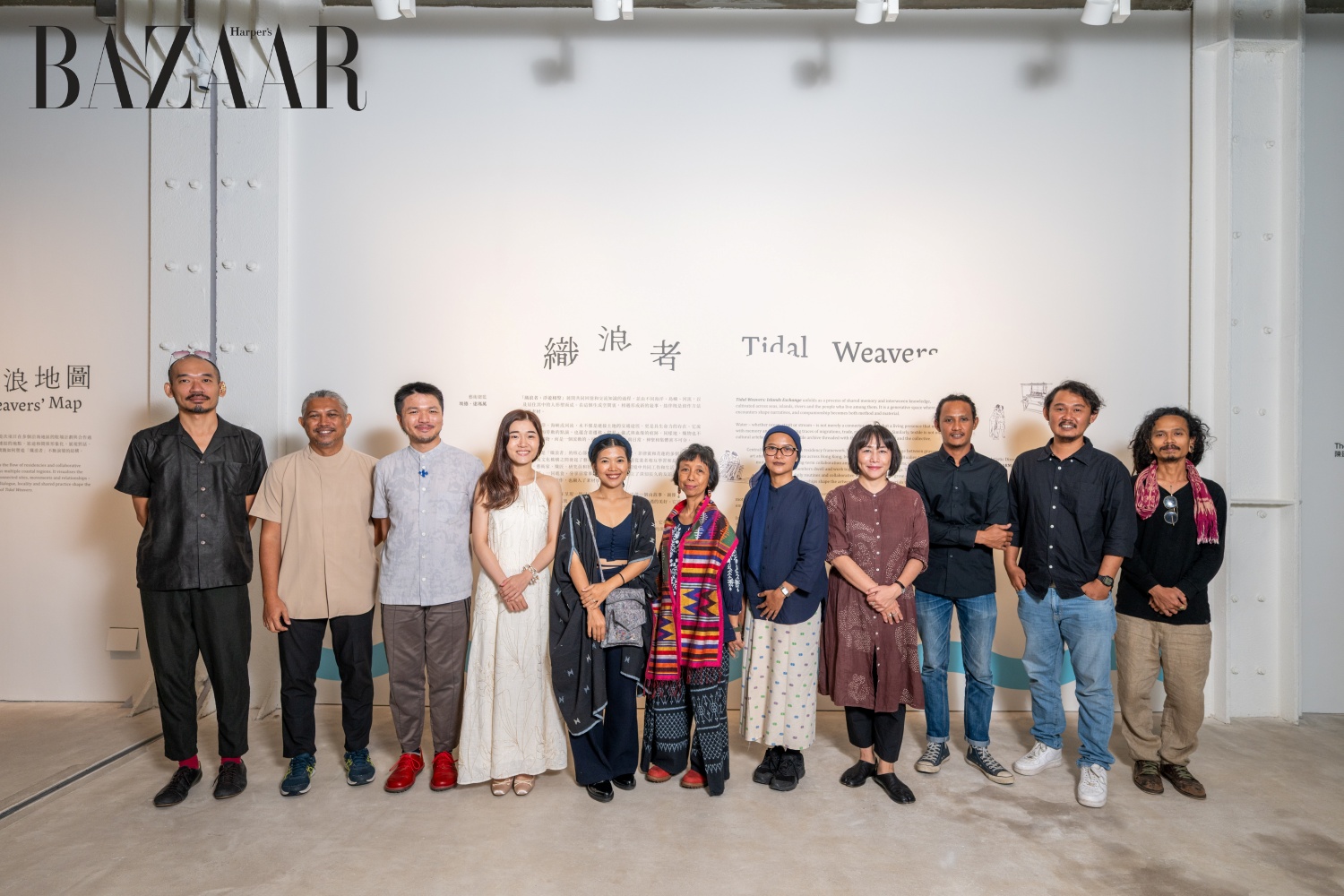 Các nghệ sĩ thâm dự triển lãm chất liệu CHAT. Từ trái sang: From left: Yip Kai Chun, Ade Darmawan , Bruce Li, Ma Wing Man Mandy, Widi Asari, Alma Quinto, Meita Meilita, Takahashi Mizuki, Prewangan Studio.